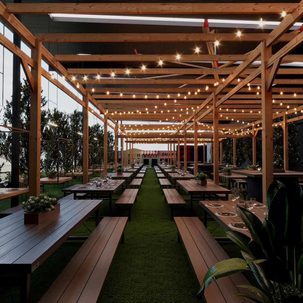 Lenny’s Lawn large outdoor dining space at ROAR Bar and Grill in Bibra Lake